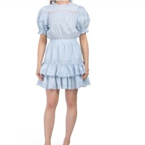 Stellah Lace Trim Tiered Minidress SzM NWT